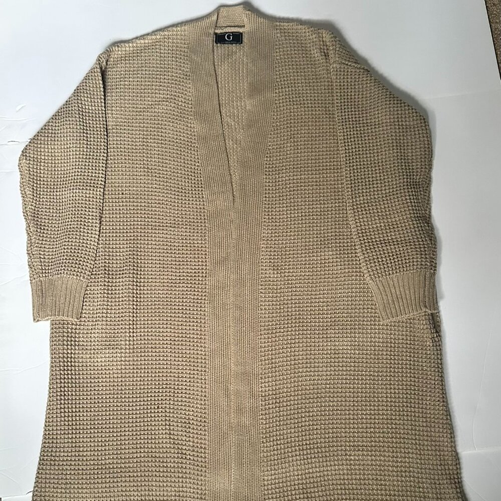 G by Giuliana Waffle Knit Duster Cardigan Color Tan XXS NWOT